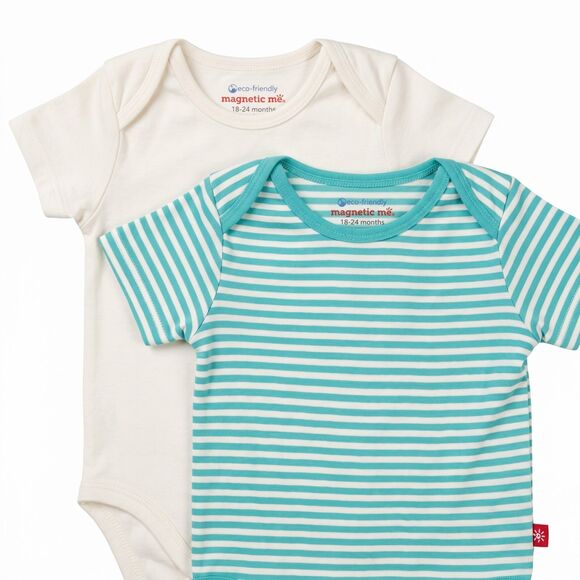 Magnetic Me Other - 👶 Magnetic Me Organic Cotton Bodysuit 2-Pack 18-24 Months Striped White